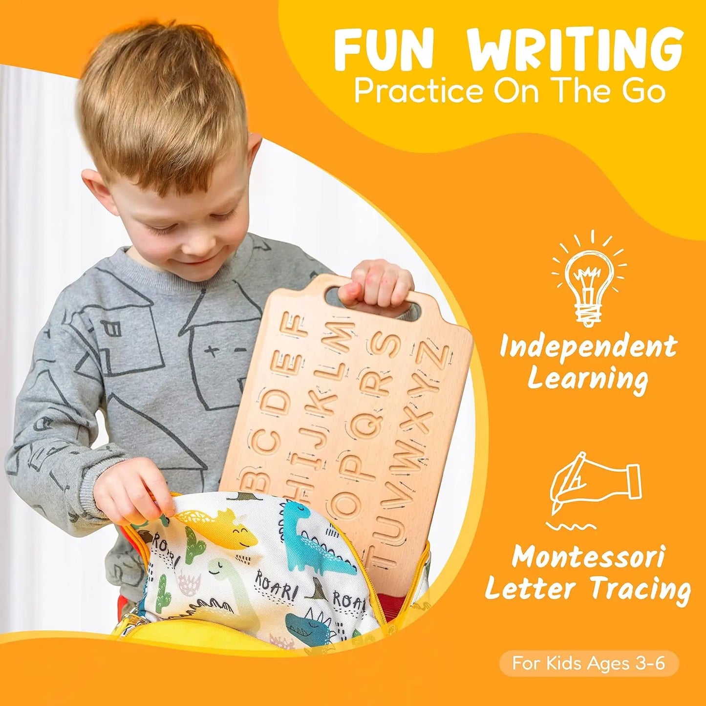 Portable Wooden Alphabet Tracing Board