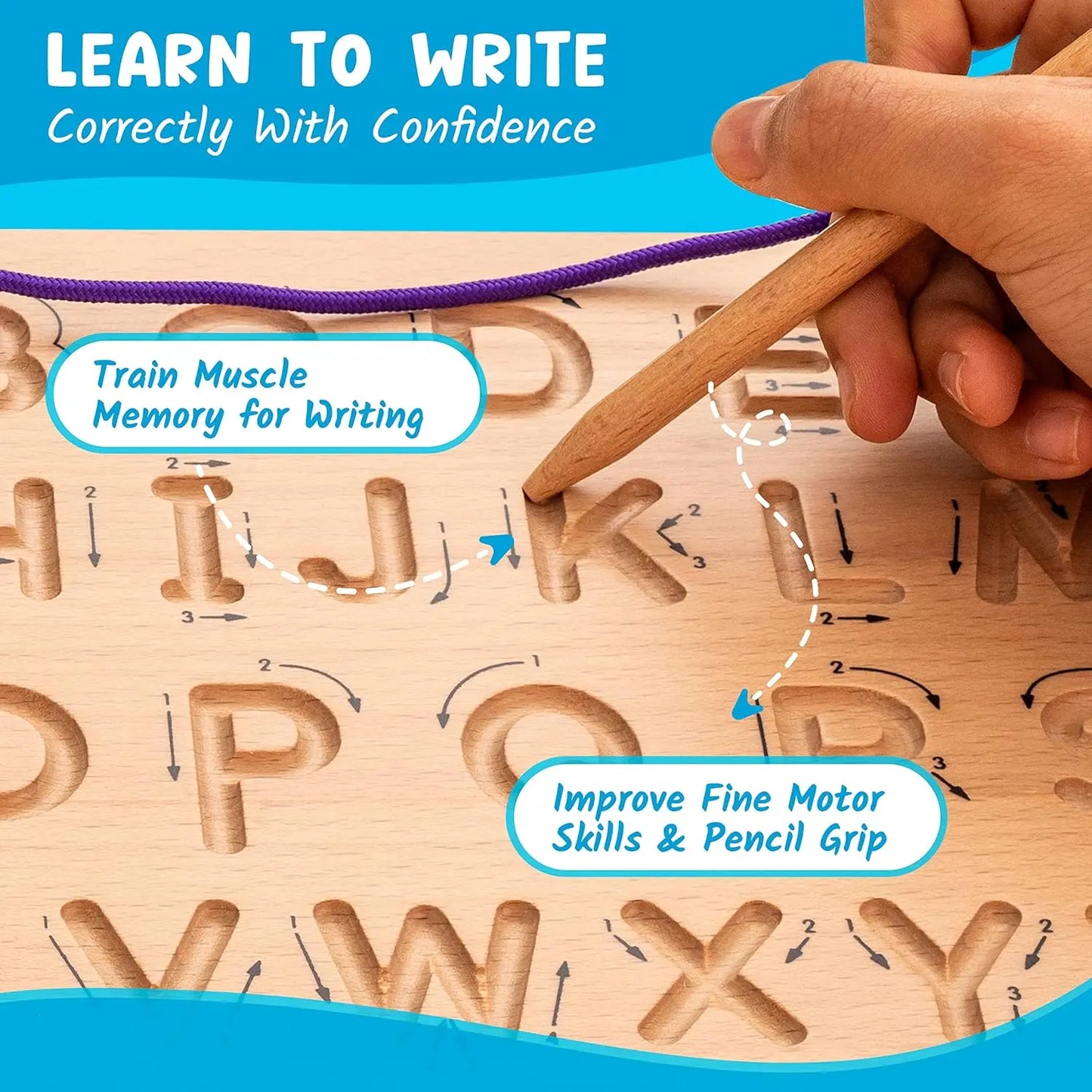 Portable Wooden Alphabet Tracing Board