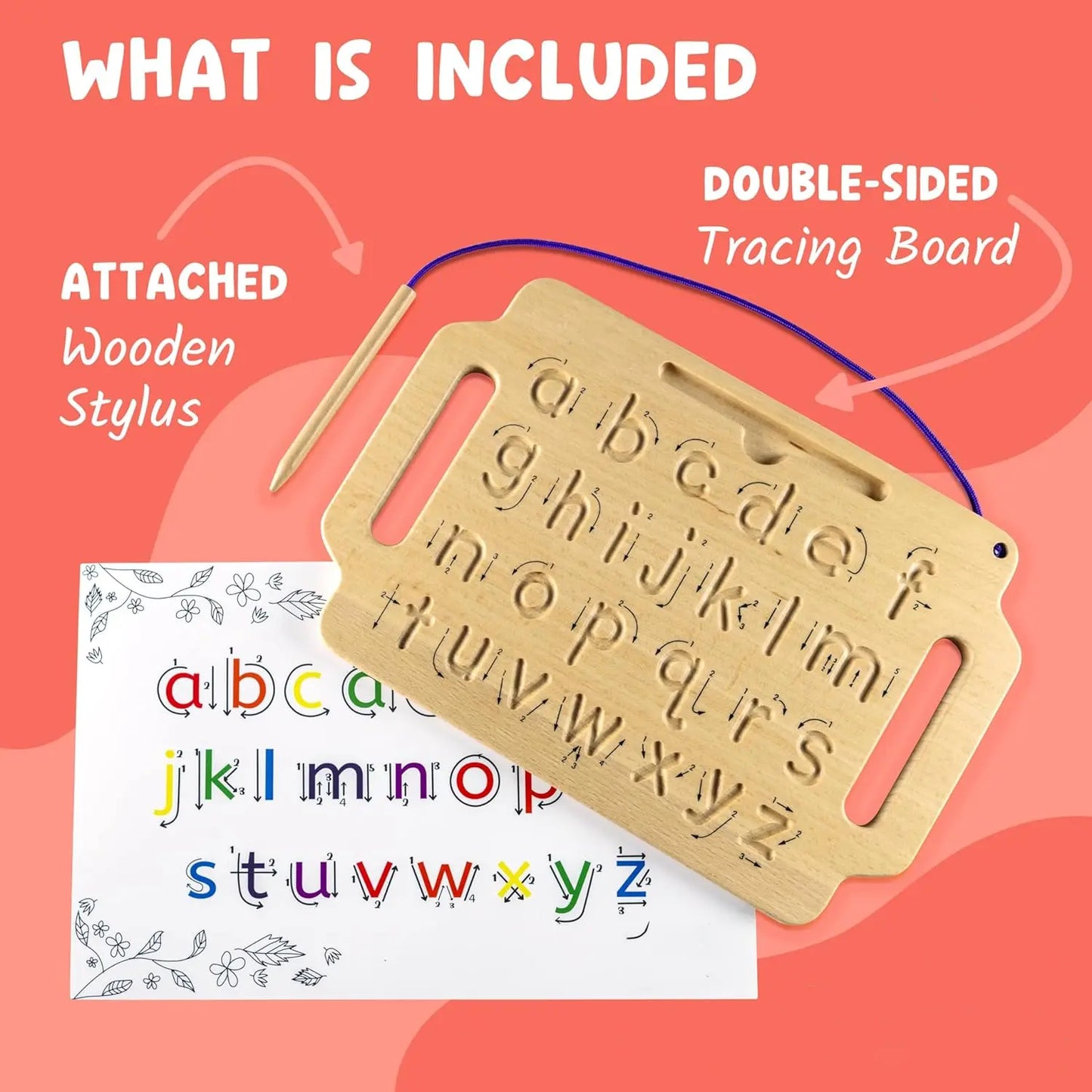 Portable Wooden Alphabet Tracing Board