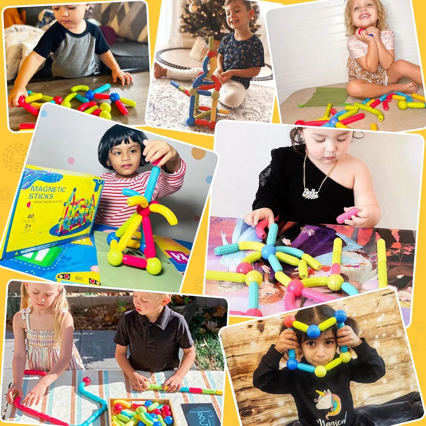 Magnetic Stick, Balls & Rods Building Set – STEM Learning Toy for Kids