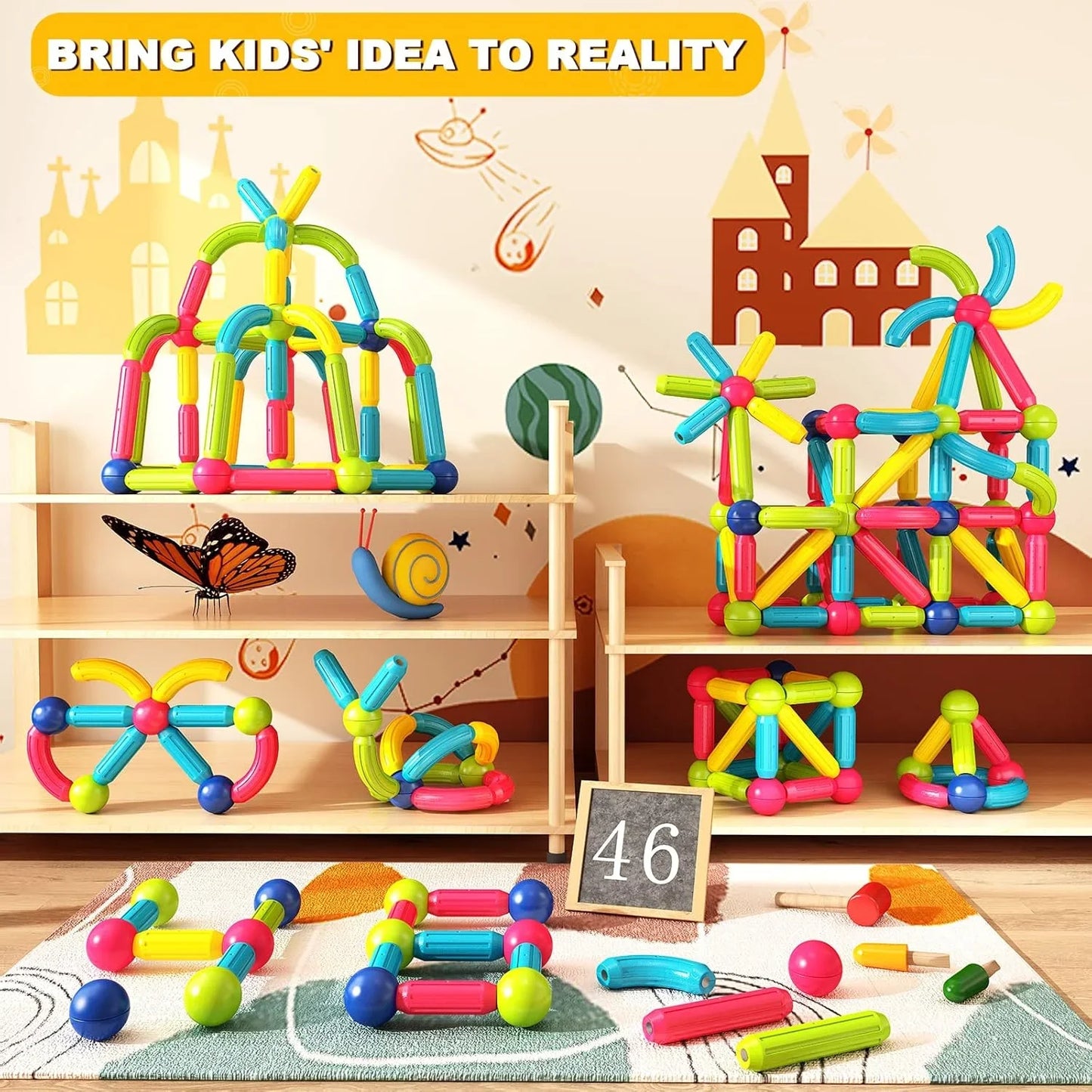 Magnetic Stick, Balls & Rods Building Set – STEM Learning Toy for Kids