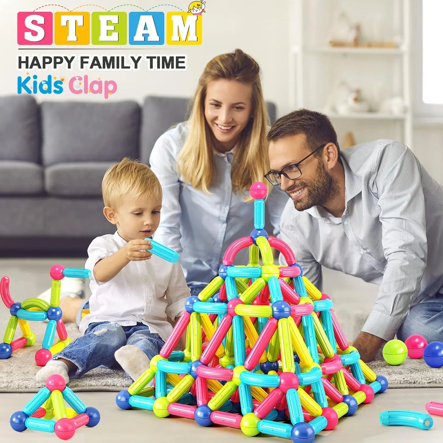 Magnetic Stick, Balls & Rods Building Set – STEM Learning Toy for Kids