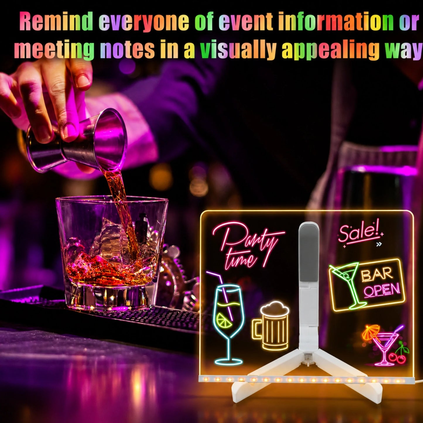LED Acrylic Message Board with Neon Glow