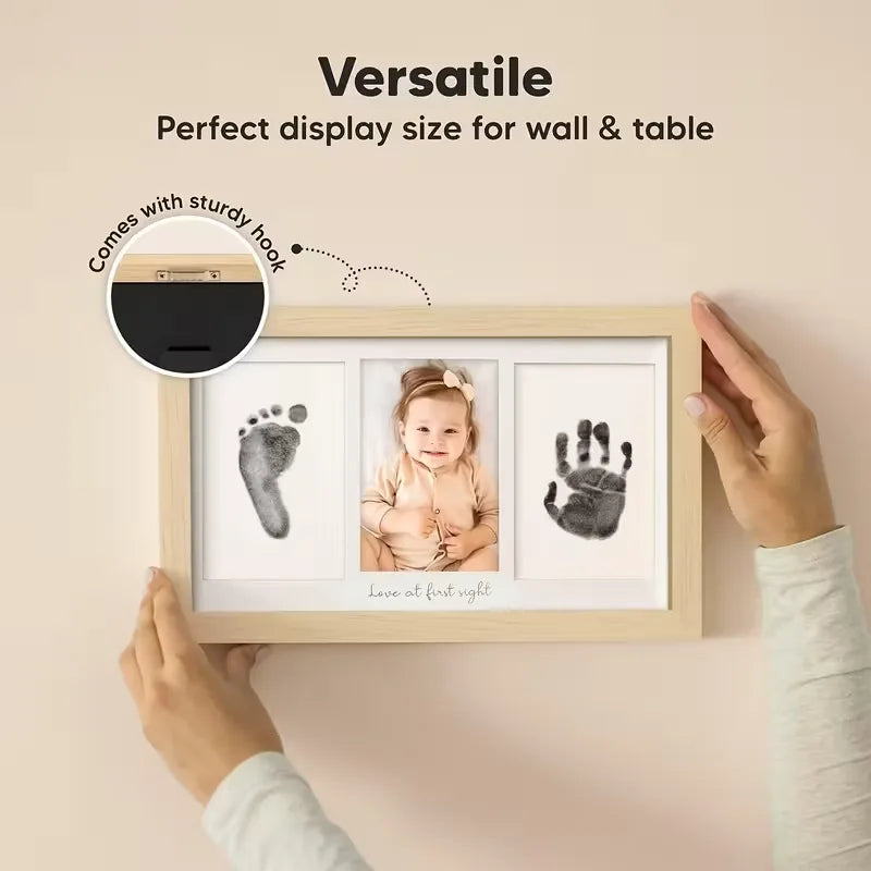Triple Photo Frame with Inkless Hand & Footprint Kit Print Pad