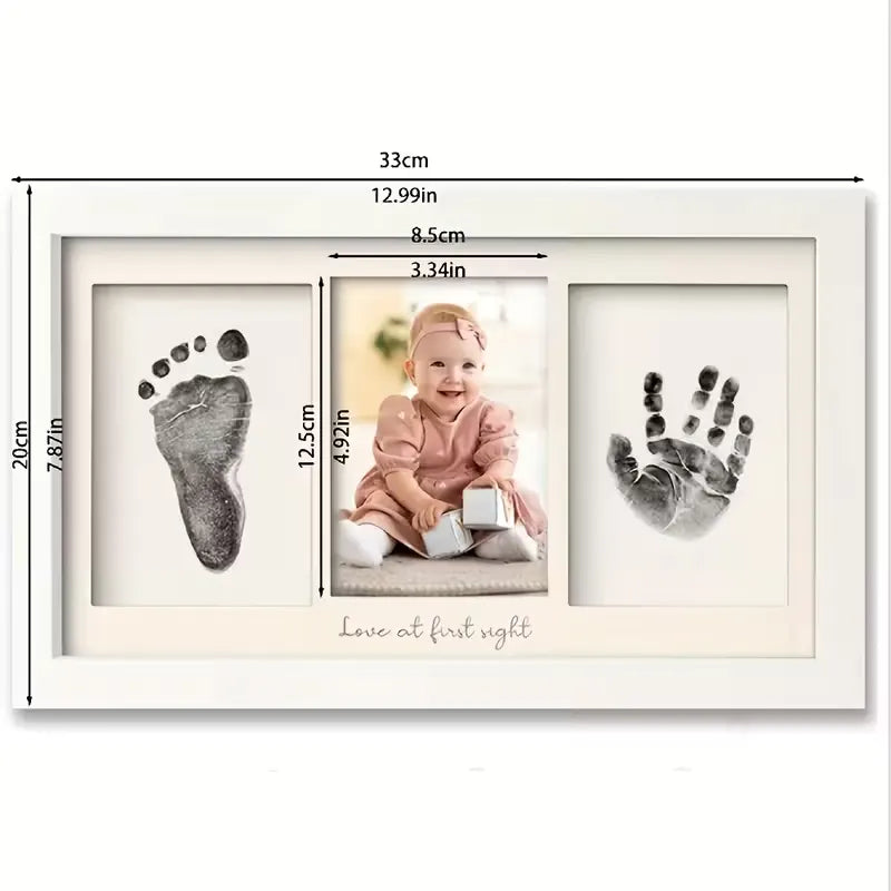 Triple Photo Frame with Inkless Hand & Footprint Kit Print Pad