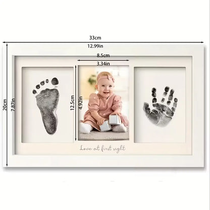Triple Photo Frame with Inkless Hand & Footprint Kit Print Pad