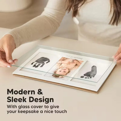 Triple Photo Frame with Inkless Hand & Footprint Kit Print Pad