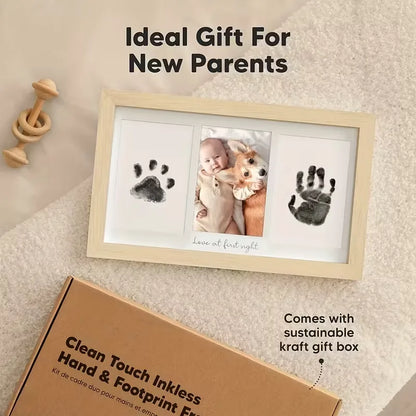 Triple Photo Frame with Inkless Hand & Footprint Kit Print Pad