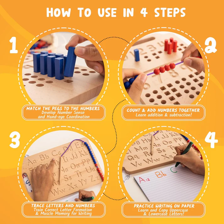 Counting Peg Board - Number & Letter Tracing Board