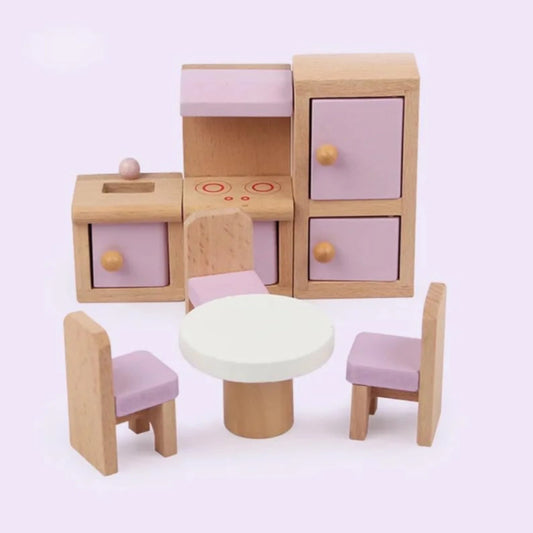 Mini Wooden Dollhouse Furniture Set