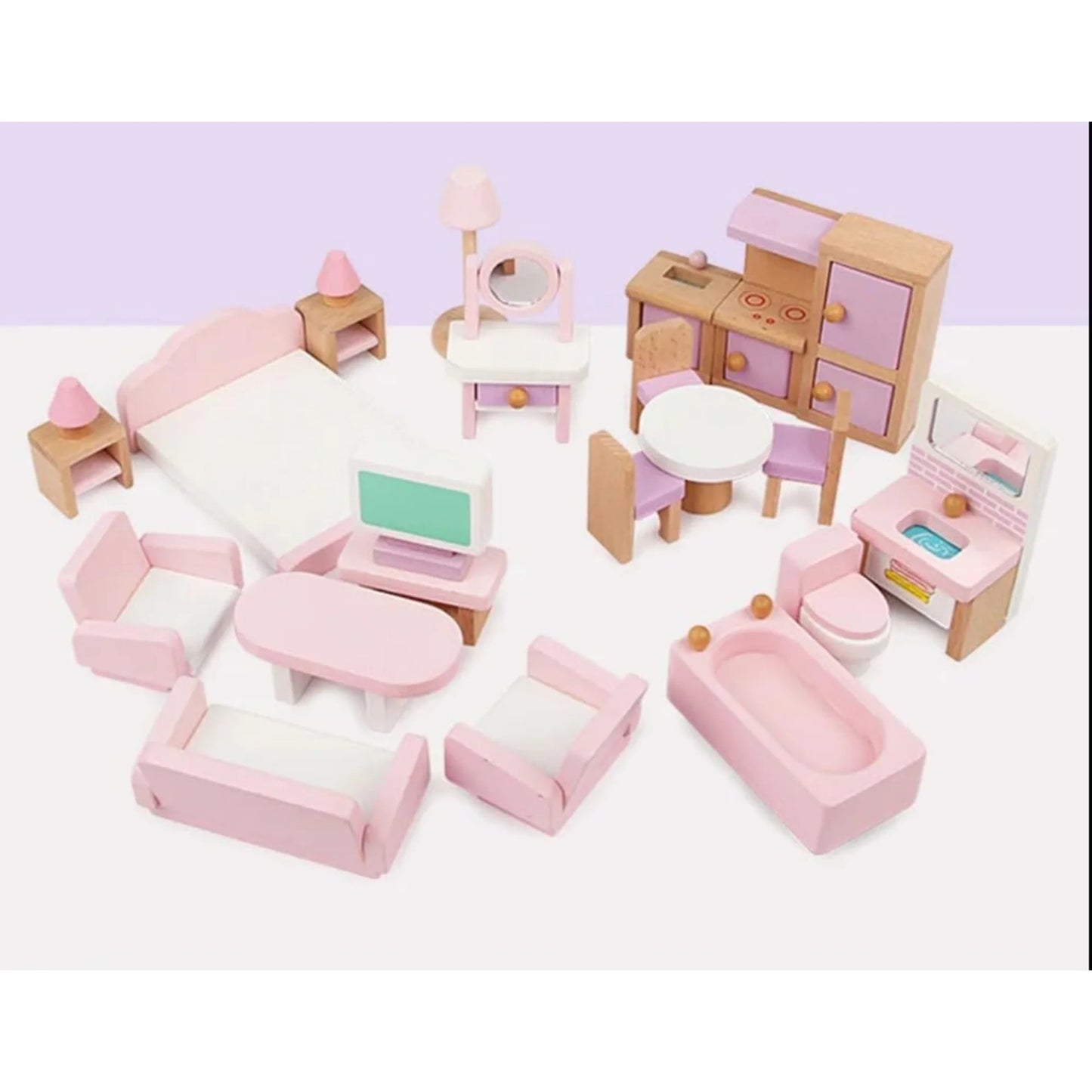 Mini Wooden Dollhouse Furniture Set