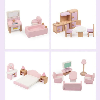 Mini Wooden Dollhouse Furniture Set
