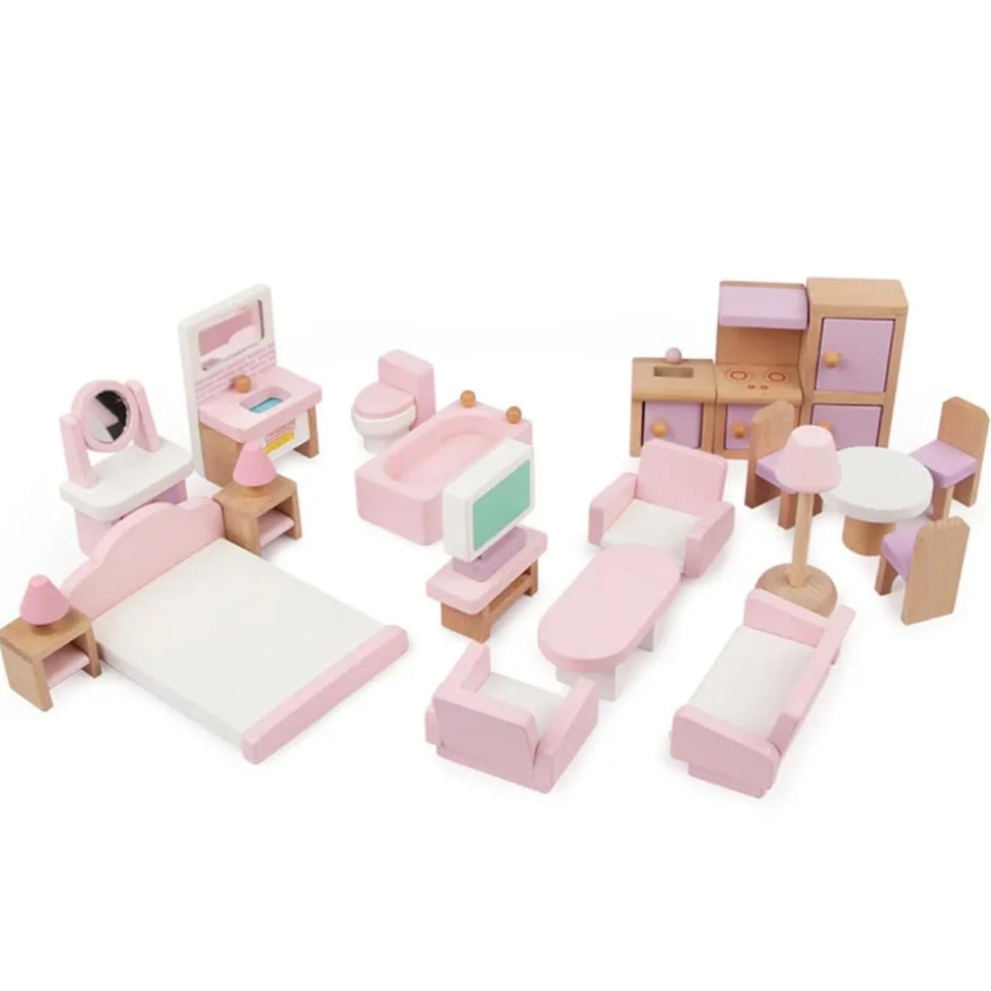 Mini Wooden Dollhouse Furniture Set