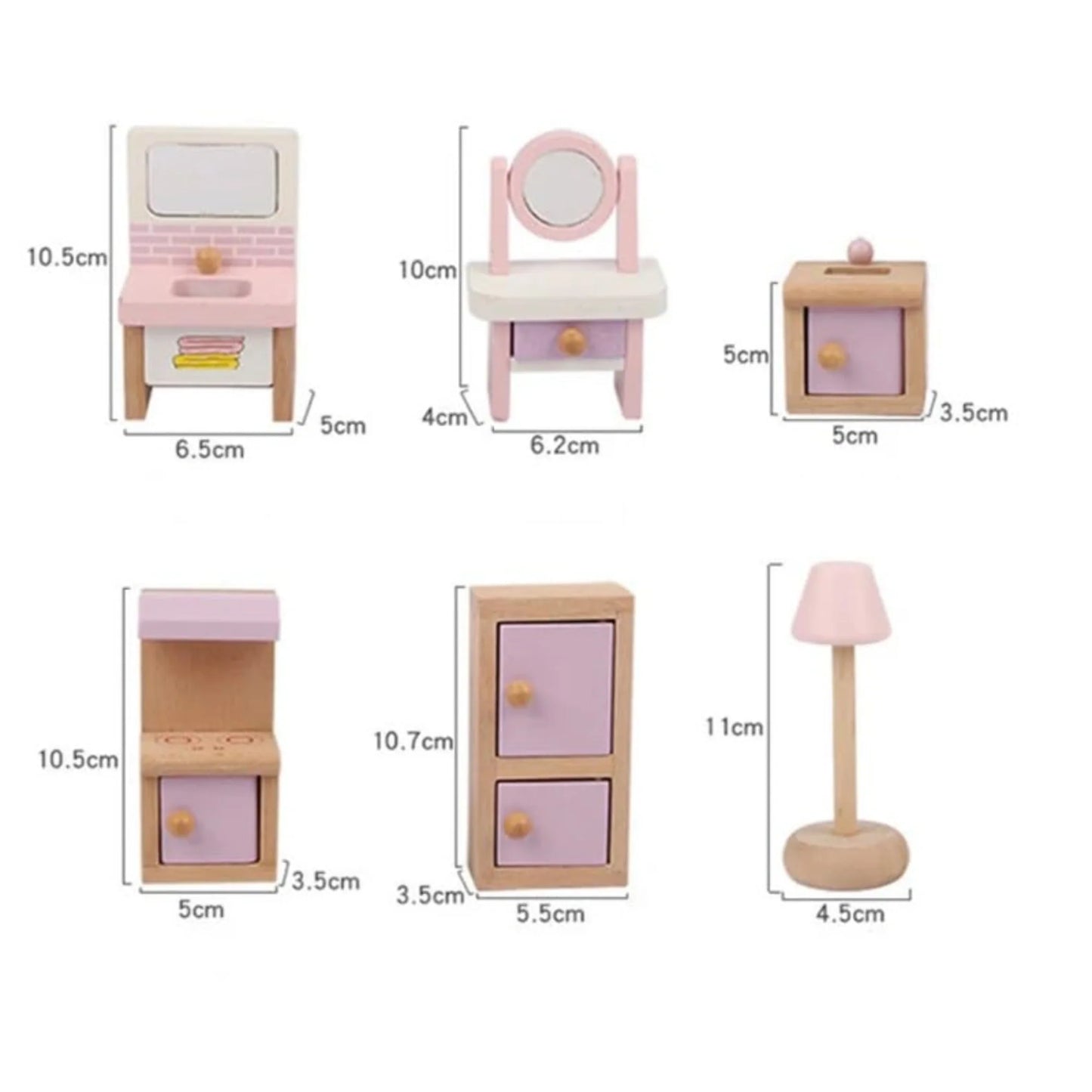Mini Wooden Dollhouse Furniture Set